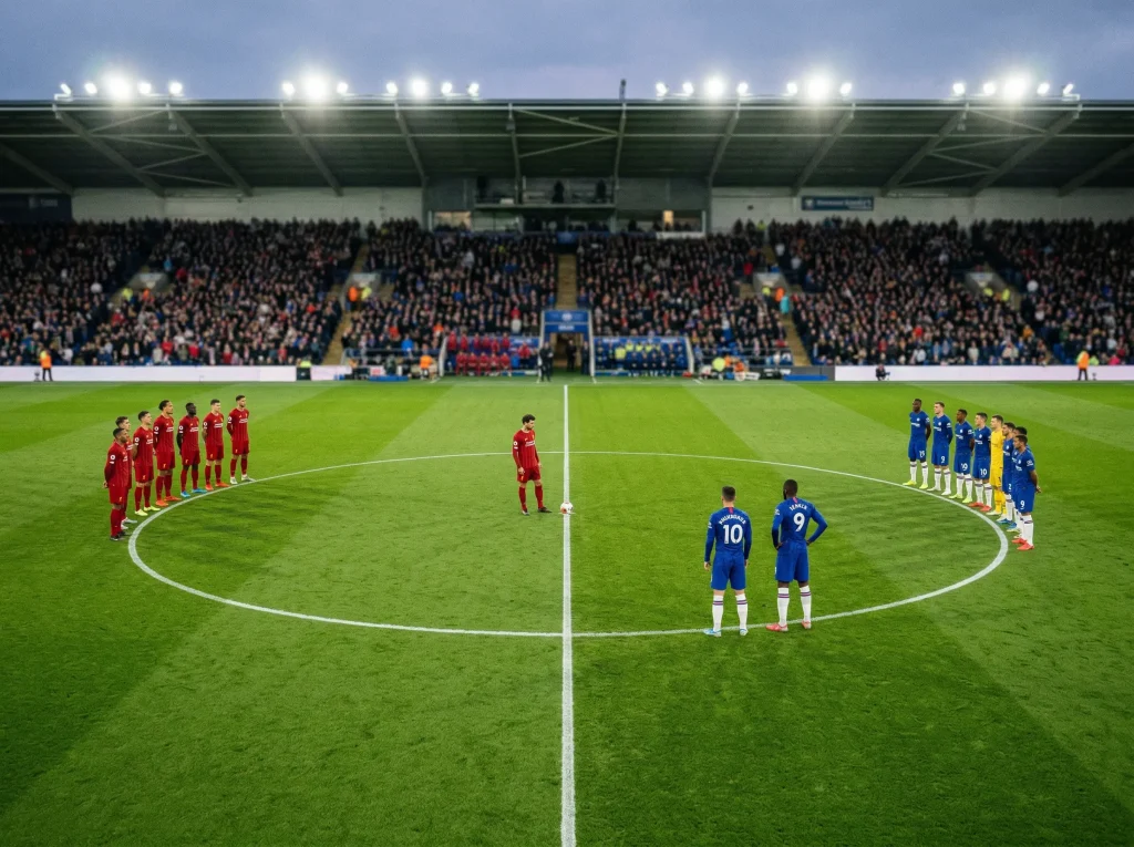 Duas equipas de futebol em campo com diferença numérica visível durante um jogo